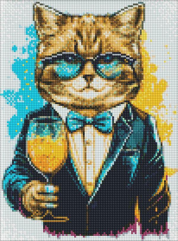 AMO7511 Діамантова мозаїка на підрамнику Містер Кіт, 30х40 см