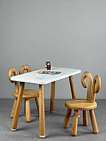 Прямоугольный столик "Монтессори" и стульчики "Шон" из дерева