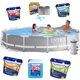 Каркасний басейн для дітей і дорослих, діаметр 366, у комплекті фільтр картриджний і хімія для води на літо