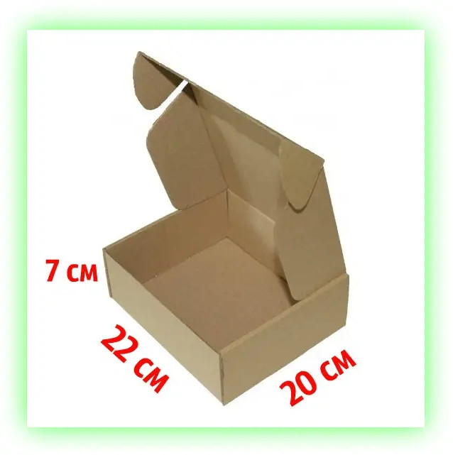 Коробка самосборная картоная бурая 220х200х70 крафт подарочная - фото 1 - id-p1444761447
