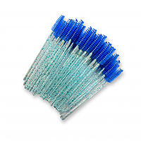 Щітка для вій і брів з шимером сині 50 шт.