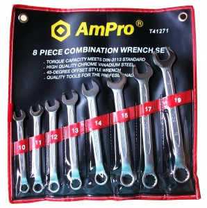 Набір ключів комбінованих (10-19мм) 8 предметів AmPro T41271 (Тайвань), фото 1