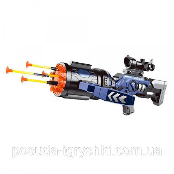 Дитяча іграшка автомат CMQ-14 розміром 59см, стріли-присоски 12шт, снайперський приціл, на акумуляторі, USB-зарядне., фото 1