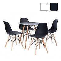 Стол обеденный круглый Bonro В-957-700 + 4 кресла В-173 FULL KD столик кухонный комплект B_1188 Черный