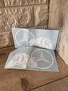 Вінілова наклейка на авто Mercedes-Benz Бульдог, наклейки на кузов, 16х8 см, біла, 2 шт (KG-9624), фото 2