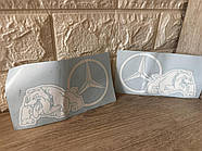 Вінілова наклейка на авто Mercedes-Benz Бульдог, наклейки на кузов, 16х8 см, біла, 2 шт (KG-9624), фото 3