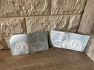 Вінілова наклейка на авто Mercedes-Benz Бульдог, наклейки на кузов, 16х8 см, біла, 2 шт (KG-9624), фото 4