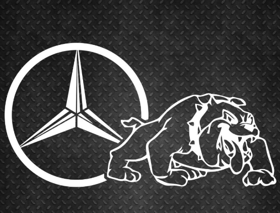 Вінілова наклейка на авто Mercedes-Benz Бульдог, наклейки на кузов, 16х8 см, біла, 2 шт (KG-9624), фото 1