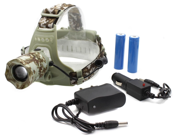 Ліхтар акумуляторний на голову КАМУФЛЯЖ PL-121, фото 1
