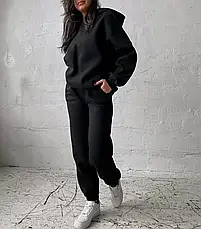 Теплий жіночий костюм на флісі розмір 44-46 чорний, фото 2