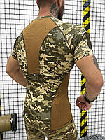 Тактическая футболка койот пиксель,футболка компресионная ЗСУ,футболка армейская пиксель койот,футболка с липу