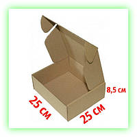 Коробка коричневая подарочная самосборная 250х250х85, картонная упаковка для подарков
