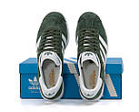 Чоловічі кросівки Adidas Gazelle осінь весна повсякденні зелені з білим. Живе фото, фото 5