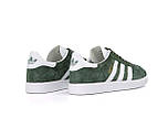 Чоловічі кросівки Adidas Gazelle осінь весна повсякденні зелені з білим. Живе фото, фото 4