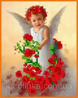 Ангел у трояндах НАБІР ДЛЯ ВИШИВКИ ЧеШСКИМ ДИСЕРОМ для дітей ПОЧТИ ІДЕАЛЬНИЙ
