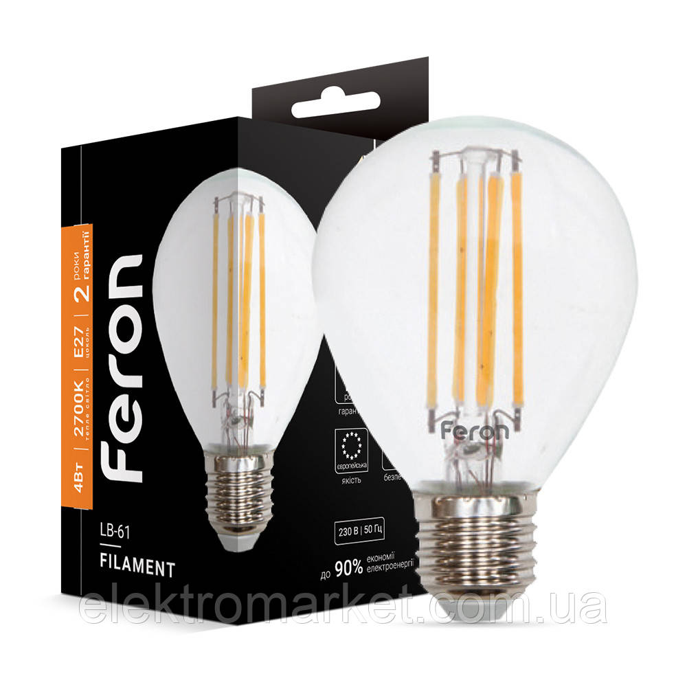 Світлодіодна лампа Feron LB-61 4Вт E27 2700K