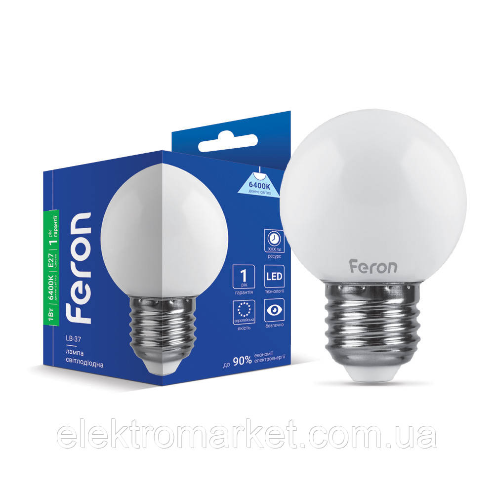 Світлодіодна лампа Feron LB-37 1Вт E27 6400K