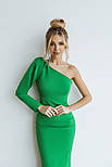 Сукня вечірня жіноча з одним рукавом зеленого кольору, фото 3