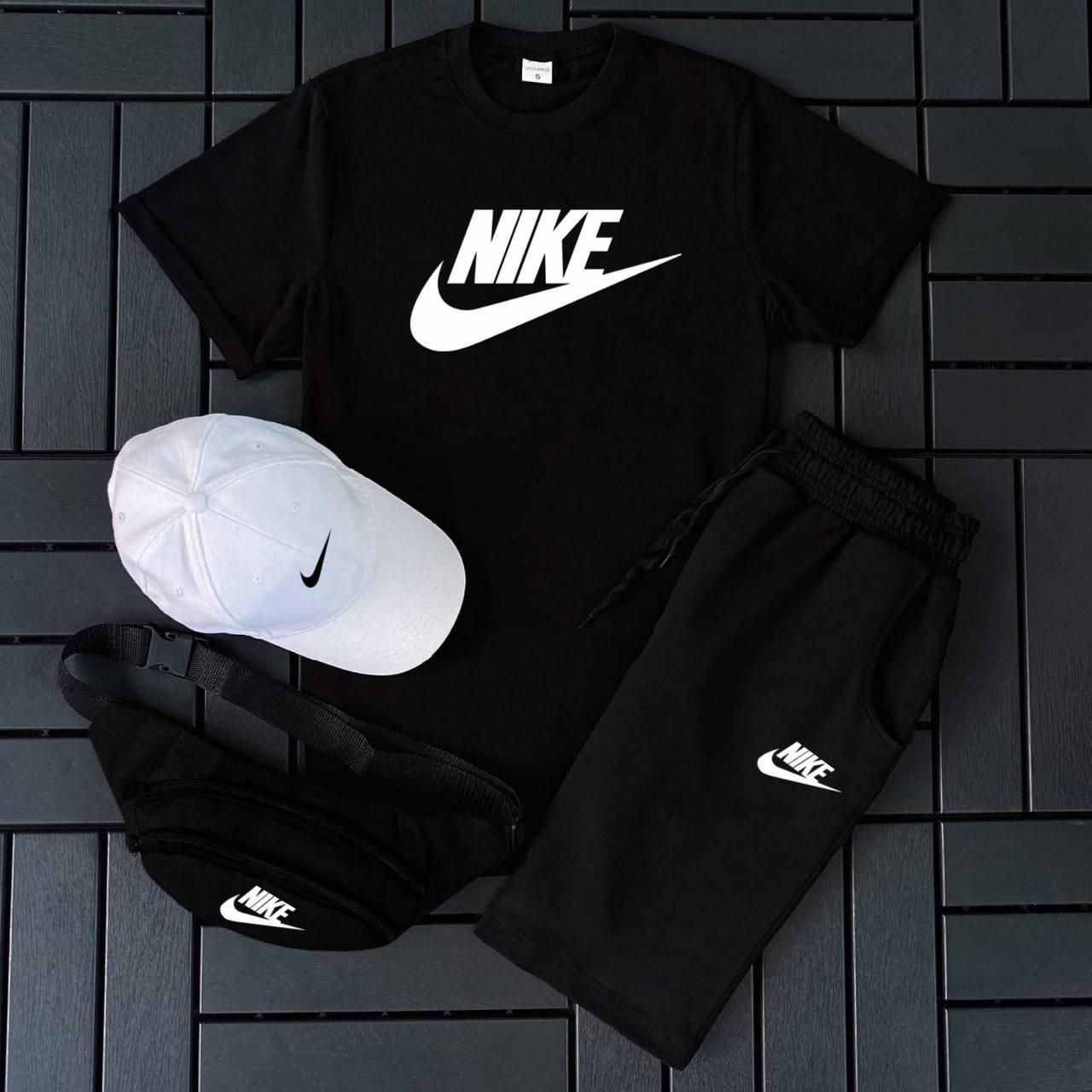 Чоловічий спортивний костюм Найк / демісезонний комплект Nike 4в1 шорти футболка кепка бананка