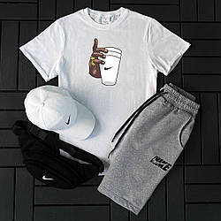 Чоловічий спортивний костюм Найк / демісезонний комплект Nike 4в1 шорти футболка кепка бананка
