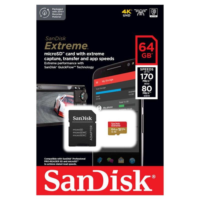 Карта пам'яті SanDisk 64 GB microSDXC UHS-I U3 Extreme