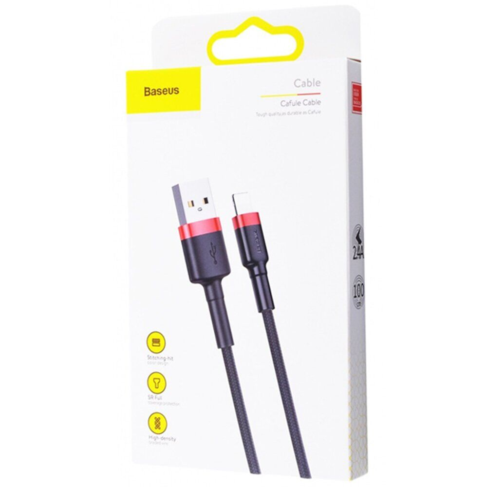Кабель Baseus Lightning Cafule 1m/2.4A Black/Red, фото 1