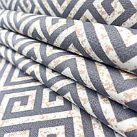 Ткань DUCK "Серые квадраты на золотом мраморе"