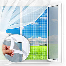 Віконна москітна сітка з самоклеючою стрічкою 1.3х1.5 м, Біла