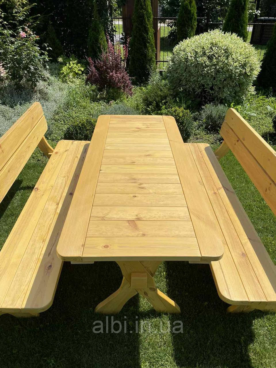 Стіл 1,2 м із натурального дерева Гармонія, дерев'яний стіл, обідній столик, стіл на дачу