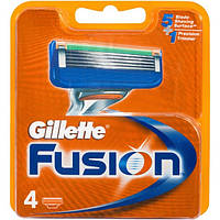 Сменные кассеты для бритья Gillette Fusion 4 шт Сменные лезвия Джилет Фьюжн ОРИГИНАЛ ГЕРМАНИЯ