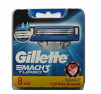 Сменные кассеты для бритья Gillette Mach 3 Turbo 8шт Сменные лезвия Джилет Мак 3 Турбо Германия