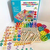 Дерев'яна іграшка - мозаїка з кульками,сортер Монтессорі, магнітна риболовля MD 2514