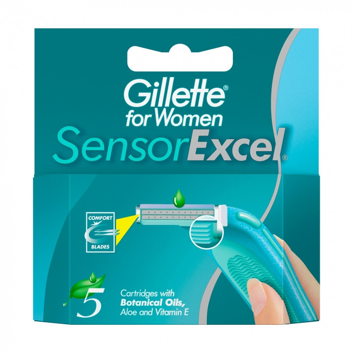Сменные картриджи для бритья женские Gillette Sensor Excel for women 5шт Кассеты Джилет Сенсор