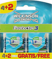 Сменные кассеты для бритья Wilkinson Sword Protector 3 - 4+2 шт Картриджи для бритв мужские 6шт