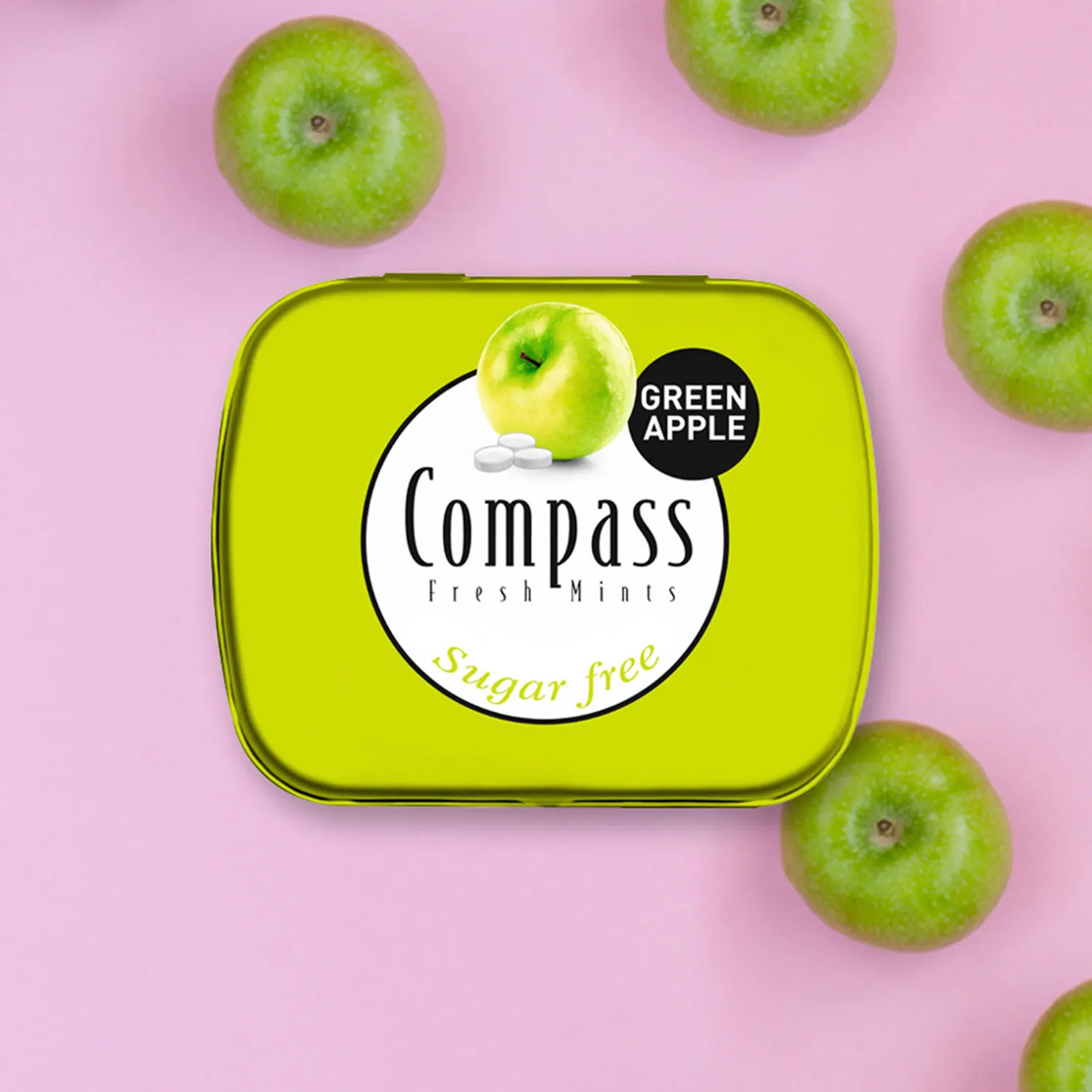 Освіжаючі пастилки без цукру Compass Mints Зелене яблуко 14g, фото 1