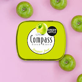 Освіжаючі пастилки без цукру Compass Mints Зелене яблуко 14g
