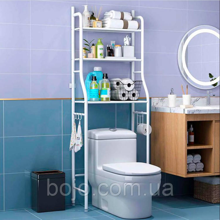 Підлогова стійка стелаж органайзер Washing Rack, для унітазу 3 яруси Біла
