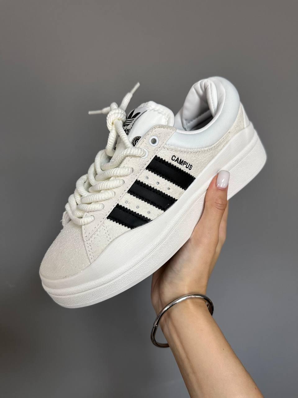 Кросівки жіночі Adidas Campus x Bad Bunny White білі осінь весна кеди на товстій підошві адідас кампус