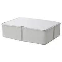 IKEA HEMMAFIXARE (705.039.17), контейнер для одежды/постельного белья, ткань в полоску / белая / серая
