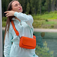 Оранжевая сумка на плече кроссбоди из экокожи