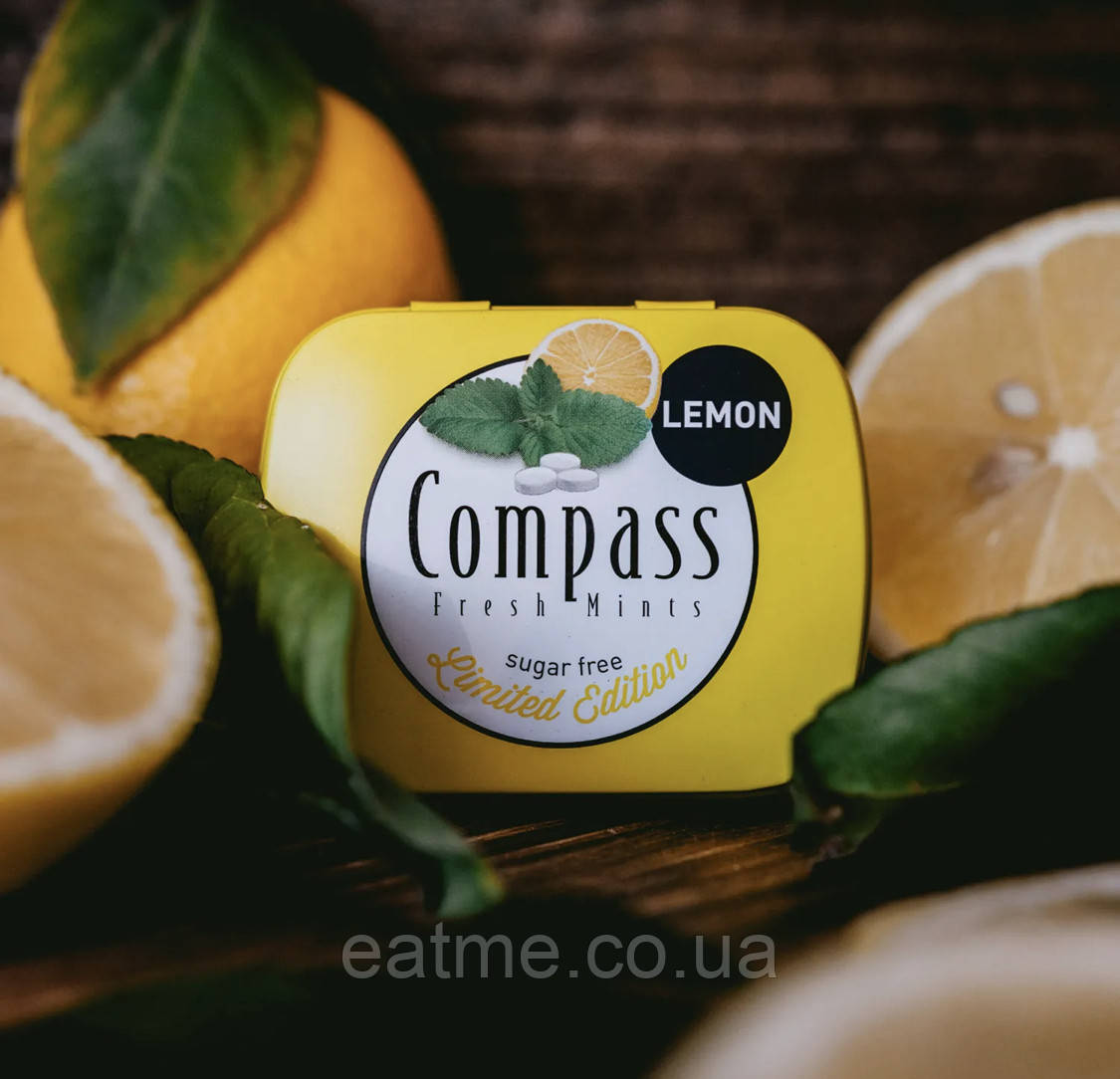 Освіжаючі пастилки без цукру Compass Mints Лимон 14g