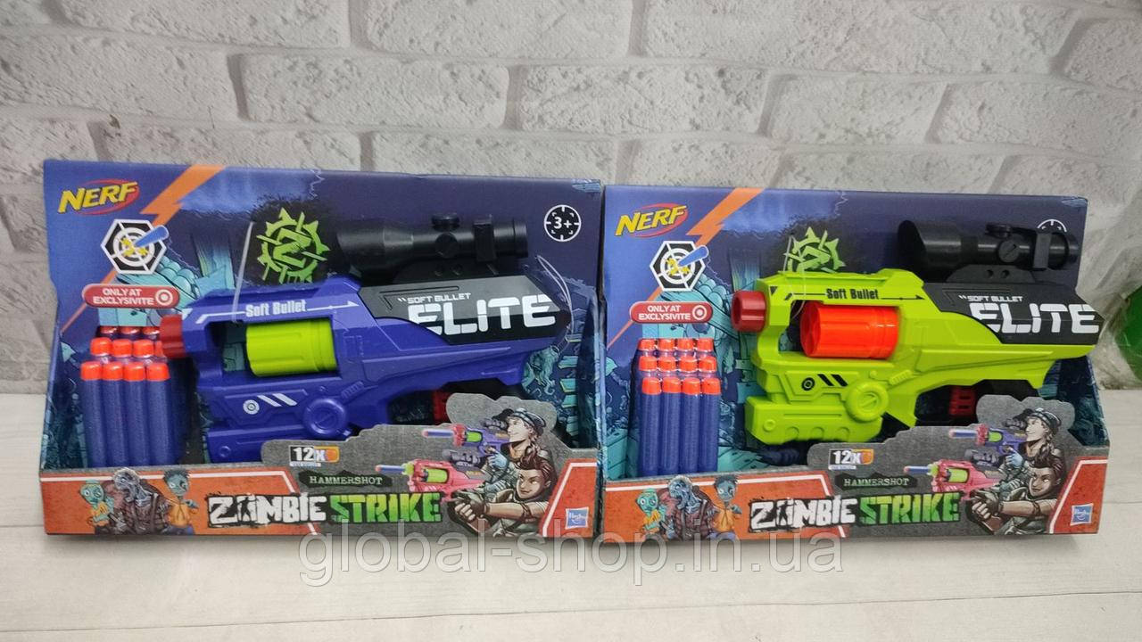 Пістолет — бластер м'які кулі Zombie Strike, 12 м'яких патронів
