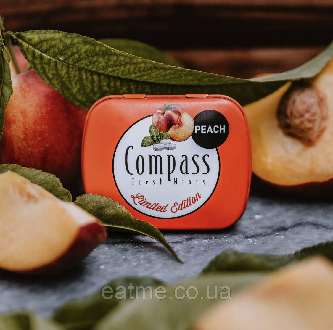 Освіжаючі пастилки без цукру Compass Mints Персик 14g