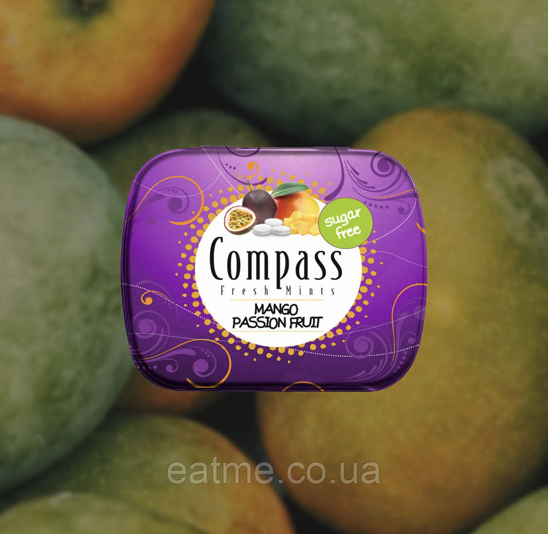 Освіжаючі пастилки без цукру Compass Mints Манго маракуйя 14g