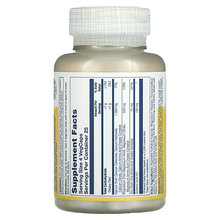 Solaray Calcium Magnesium Zinc 100 Veg Caps, фото 3