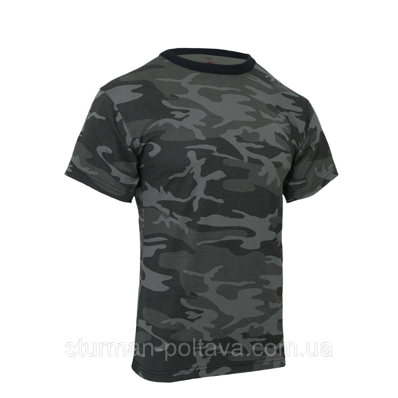 Футболка чоловіча. камуфляж - Black Camo полікотон 60/40 ROTCHO США