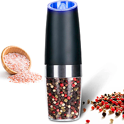 Електричний млин для спецій 20х6,3 см, Spice bottle electronic, Чорний / Гравітаційний млин