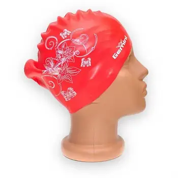 Шапочка для плавання Gemini силіконова жіноча з виїмкою для довгого волосся Червоний