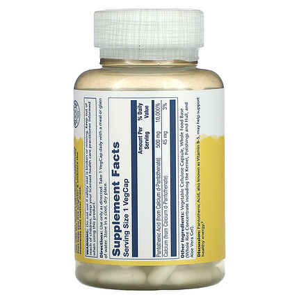 Пантотенова кислота Solaray Pantothenic Acid 500 mg 100 veg caps, фото 2