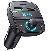 FM трансмиттер модулятор Ugreen CD229 Bluetooth 5.0 Автомобильное зарядное устройство Черный